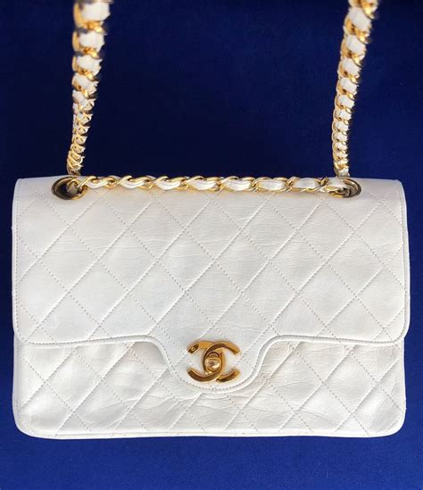 chanel bag white quilted|white chanel bag vintage.